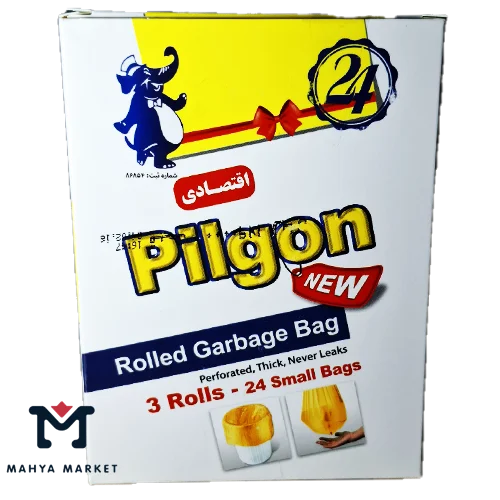 کیسه زباله رولی اقتصادی پیلگون رنگ زرد سایز کوچک بسته 24 عددی