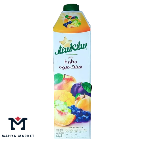 آبمیوه مخلوط هفت میوه سان استار حجم 1 لیتری