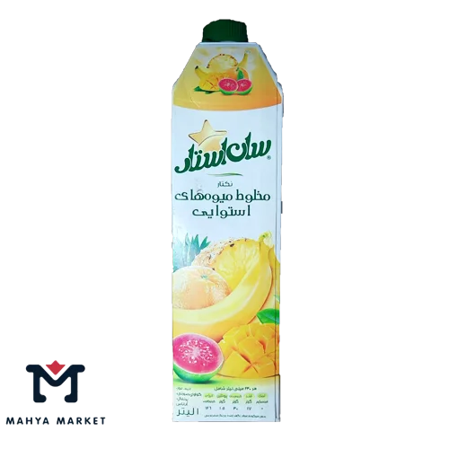 آبمیوه مخلوط استوایی میوه سان استار حجم 1 لیتری
