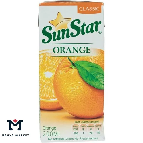 آبمیوه پرتقال سان استار حجم 200 میلی لیتری