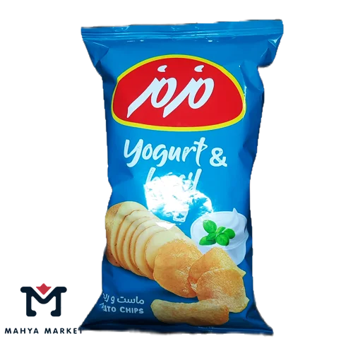 چیپس ماست و ریحان مزمز وزن 65 گرمی